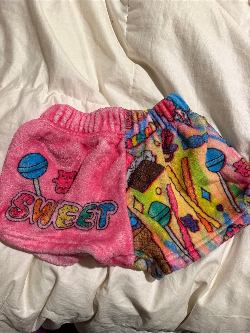 Plush Kids Pink Candy-Print Shorts with Elastic Waist